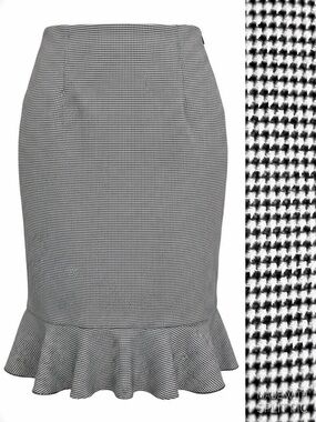 White House Black Market Herringbone Pencil Flounce Hem Skirt Women’s Size 4